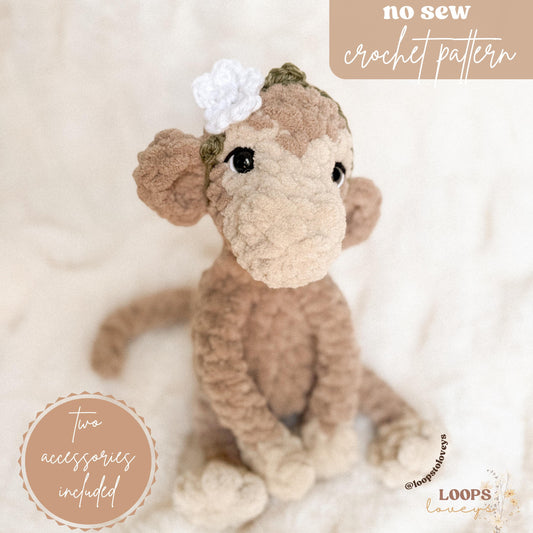Mazie Monkey crochet pattern | NO SEW crochet pattern |
