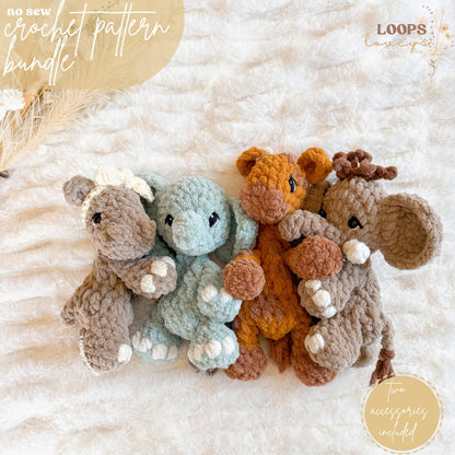 Safari smalls crochet pattern bundle | NO SEW crochet pattern |