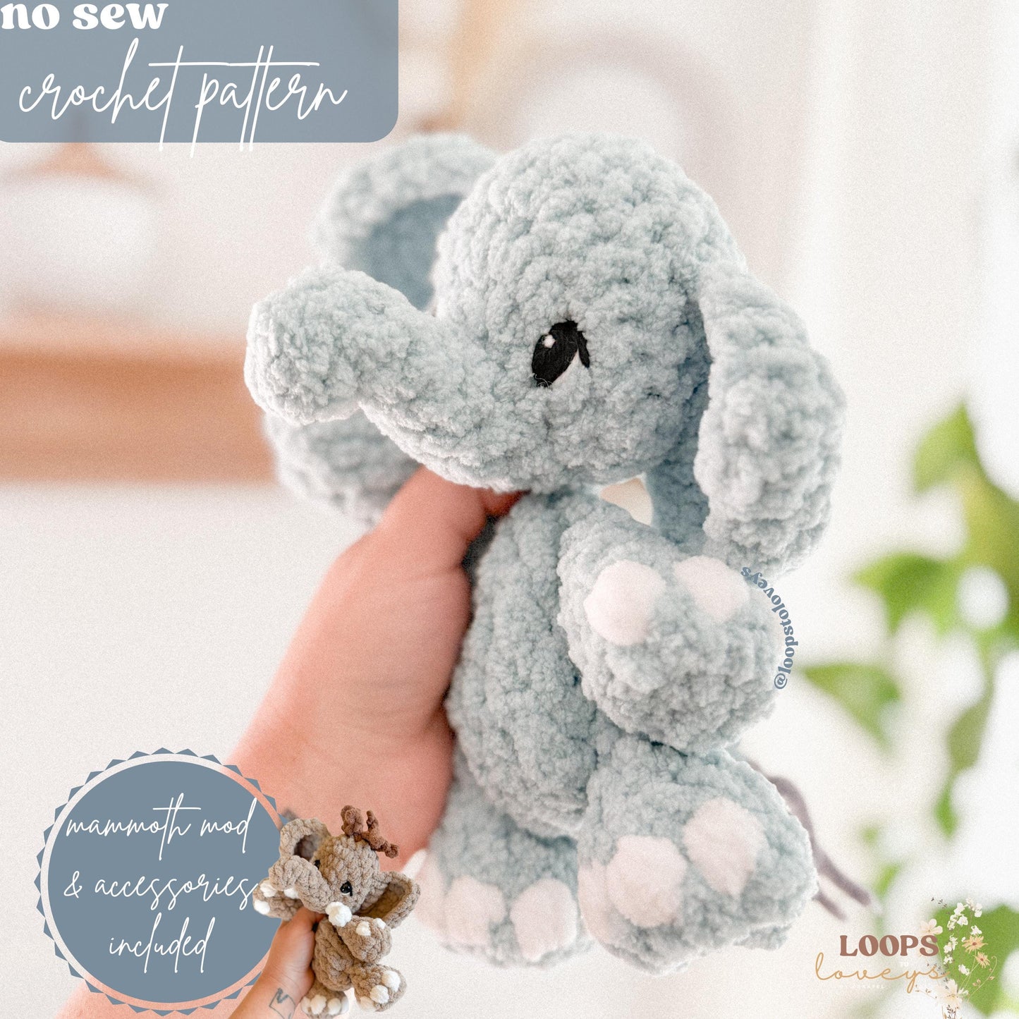 Emmie the baby Elephant crochet pattern | NO SEW crochet pattern |