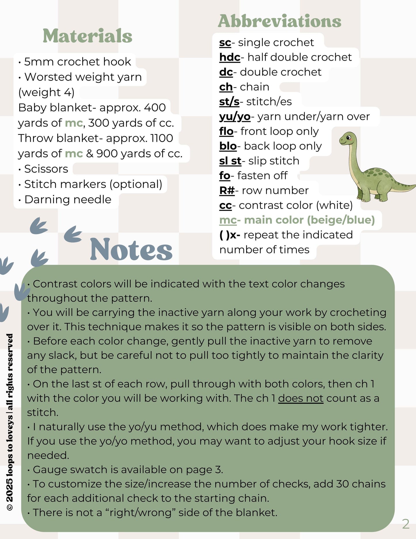 Check-a-saurus Blanket Crochet Pattern