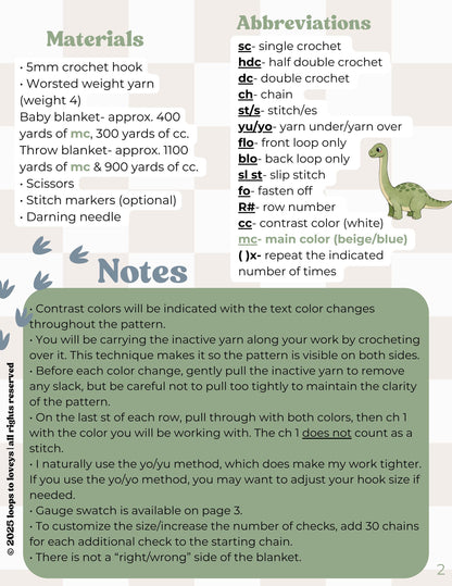 Check-a-saurus Blanket Crochet Pattern