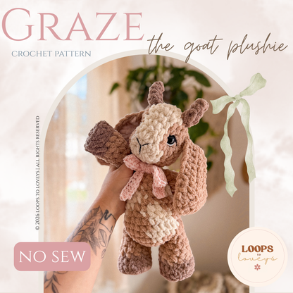 Graze the Goat Plushie crochet pattern | NO SEW crochet pattern |