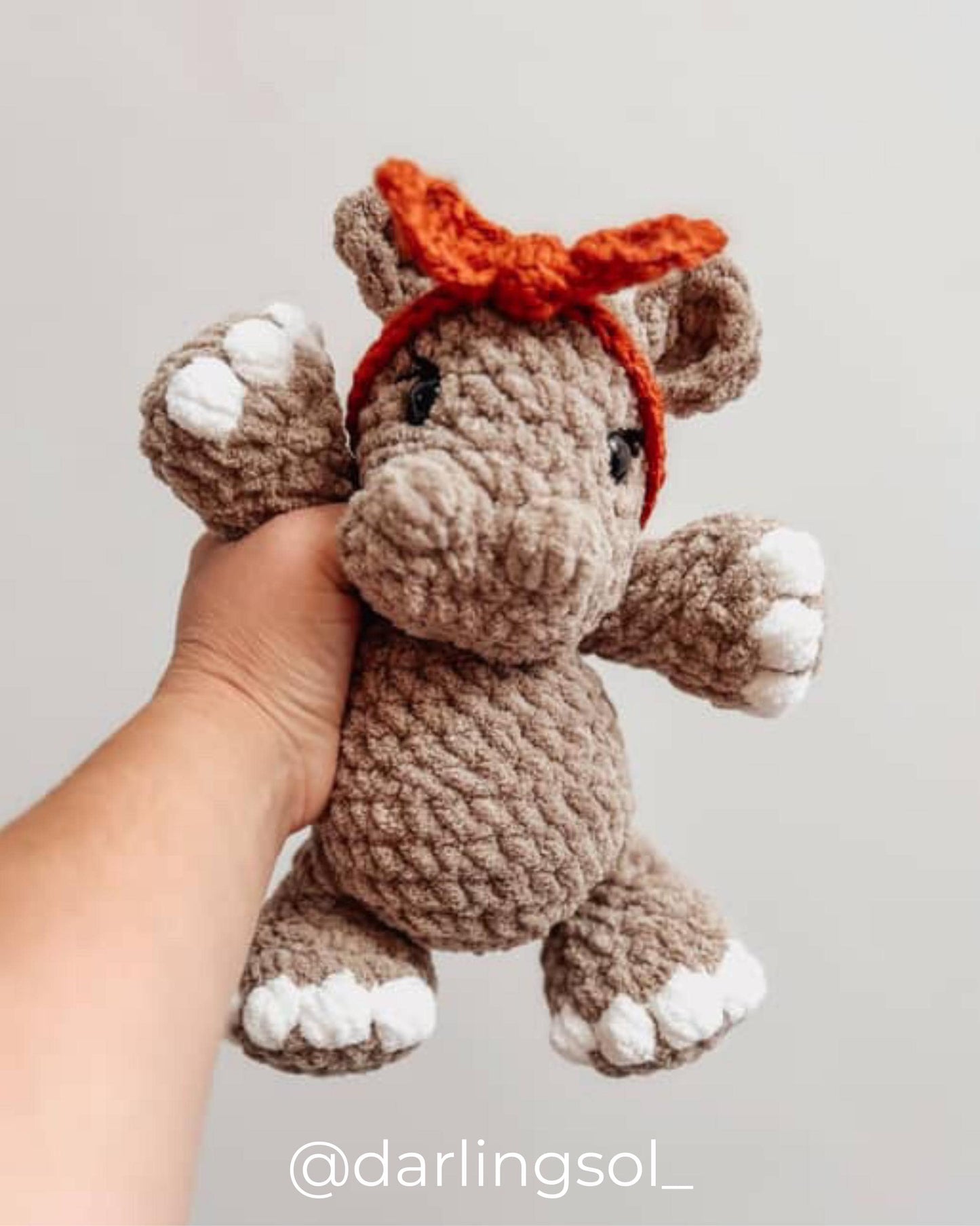 Hallie Hippo plushie crochet pattern | NO SEW crochet pattern |