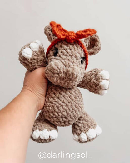 Hallie Hippo plushie crochet pattern | NO SEW crochet pattern |