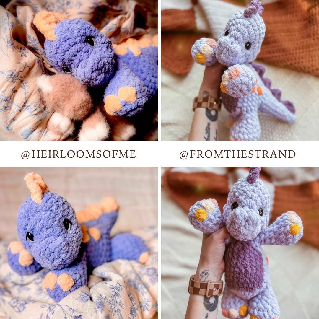 Dax Dinosaur Plushie crochet pattern | NO SEW crochet pattern | crochet dino | amigurumi | crochet dinosaur pattern | crochet pattern