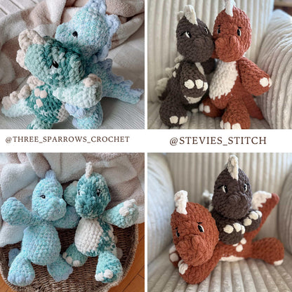 Dax Dinosaur Plushie crochet pattern | NO SEW crochet pattern | crochet dino | amigurumi | crochet dinosaur pattern | crochet pattern