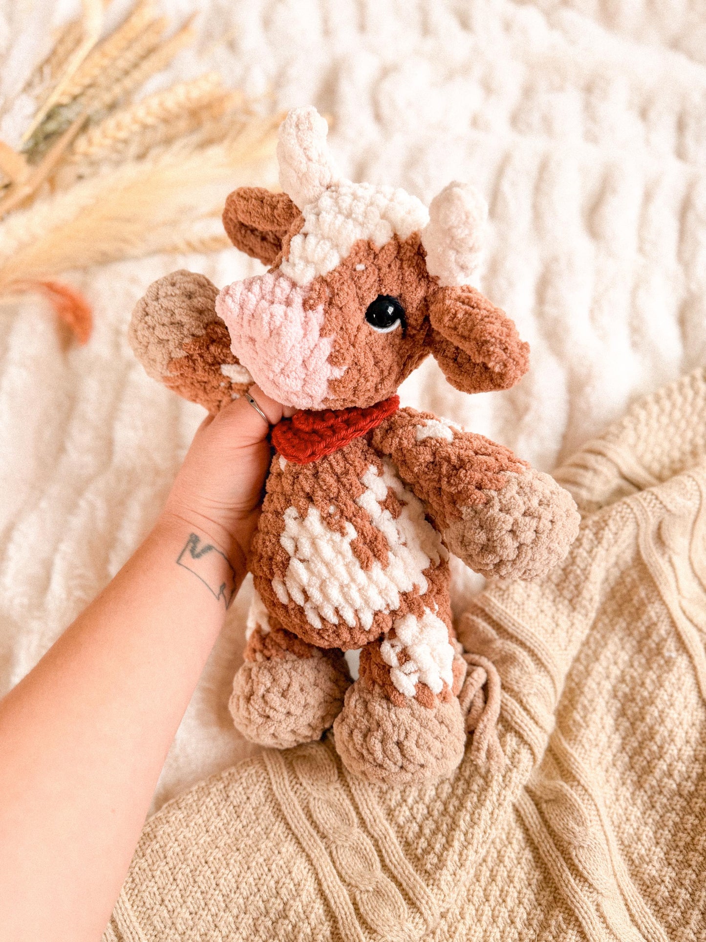 Cyrus Cow Plushie | Ready to Ship Crochet Cow |
