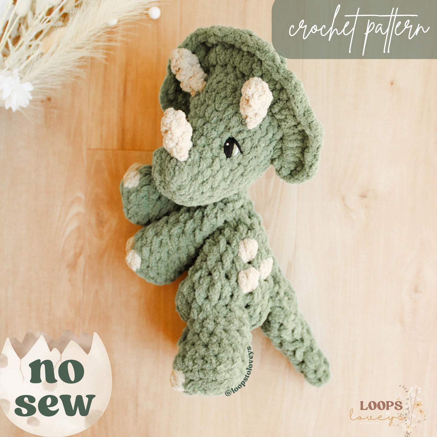 Theo Triceratops crochet pattern | NO SEW crochet pattern |