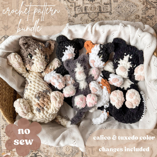 Carsen kitty & Callie kitten pattern bundle | NO SEW crochet pattern |