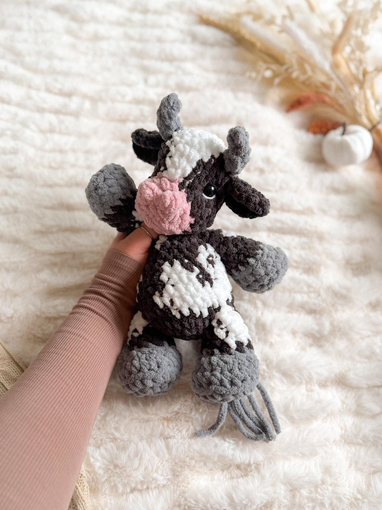 Cyrus Cow Plushie | Ready to Ship Crochet Cow |