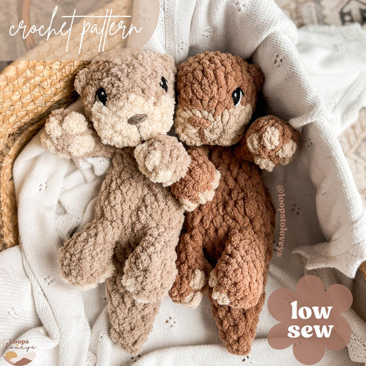 Reed the Otter Pup crochet pattern| LOW SEW crochet pattern|crochet snuggler| crochet lovey| amigurumi|crochet otter| cute crochet pattern