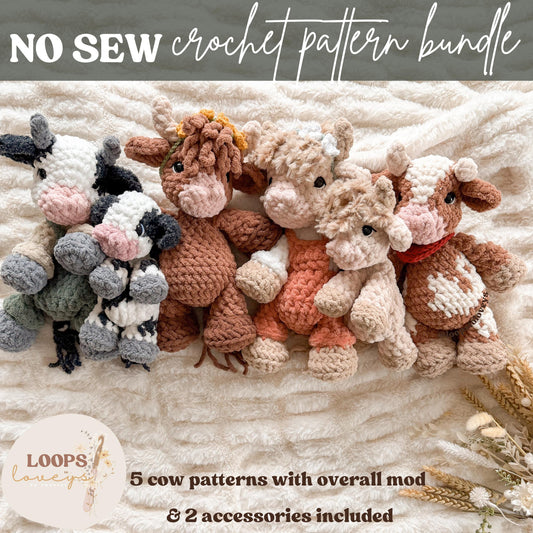 Crochet Cow Pattern Bundle | NO SEW crochet pattern |