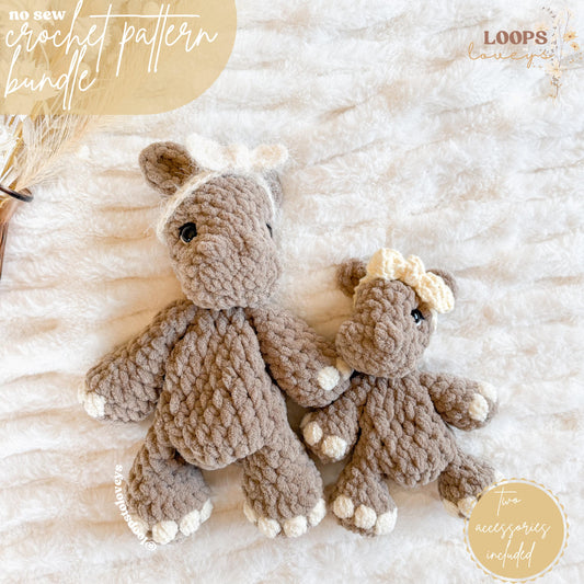 Hallie & Allie Hippo crochet pattern bundle | NO SEW crochet pattern |