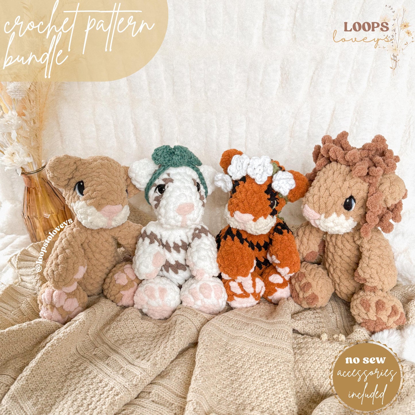Luca Lion & Tessa Tiger crochet pattern bundle | NO SEW crochet pattern |