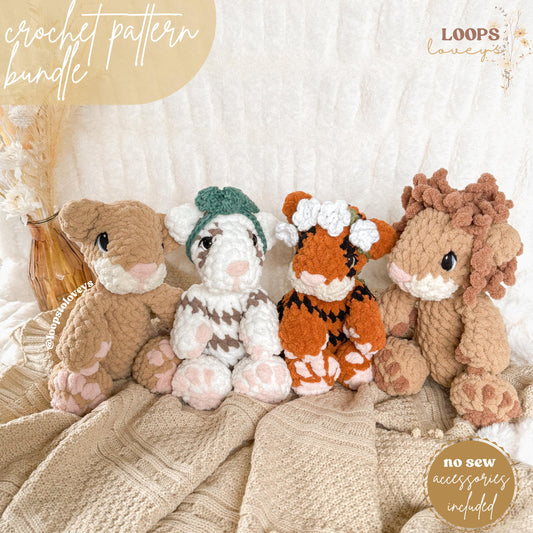 Luca Lion & Tessa Tiger crochet pattern bundle | NO SEW crochet pattern |