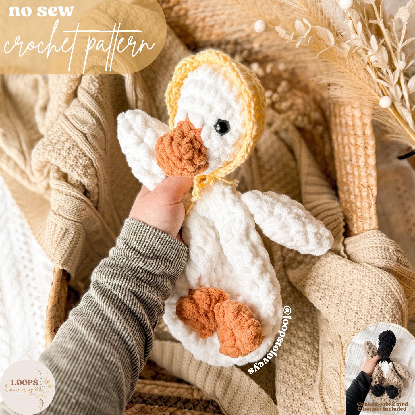 Daisy Goose snuggler crochet pattern | NO SEW crochet pattern |