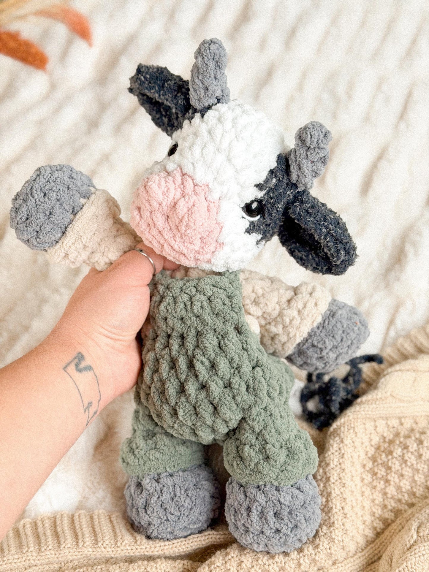 Cyrus Cow Lovey | Ready to Ship Crochet Cow |