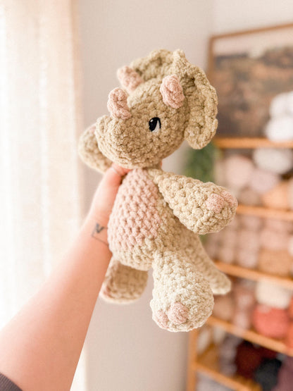 Theo Triceratops plushie crochet pattern | NO SEW crochet pattern |