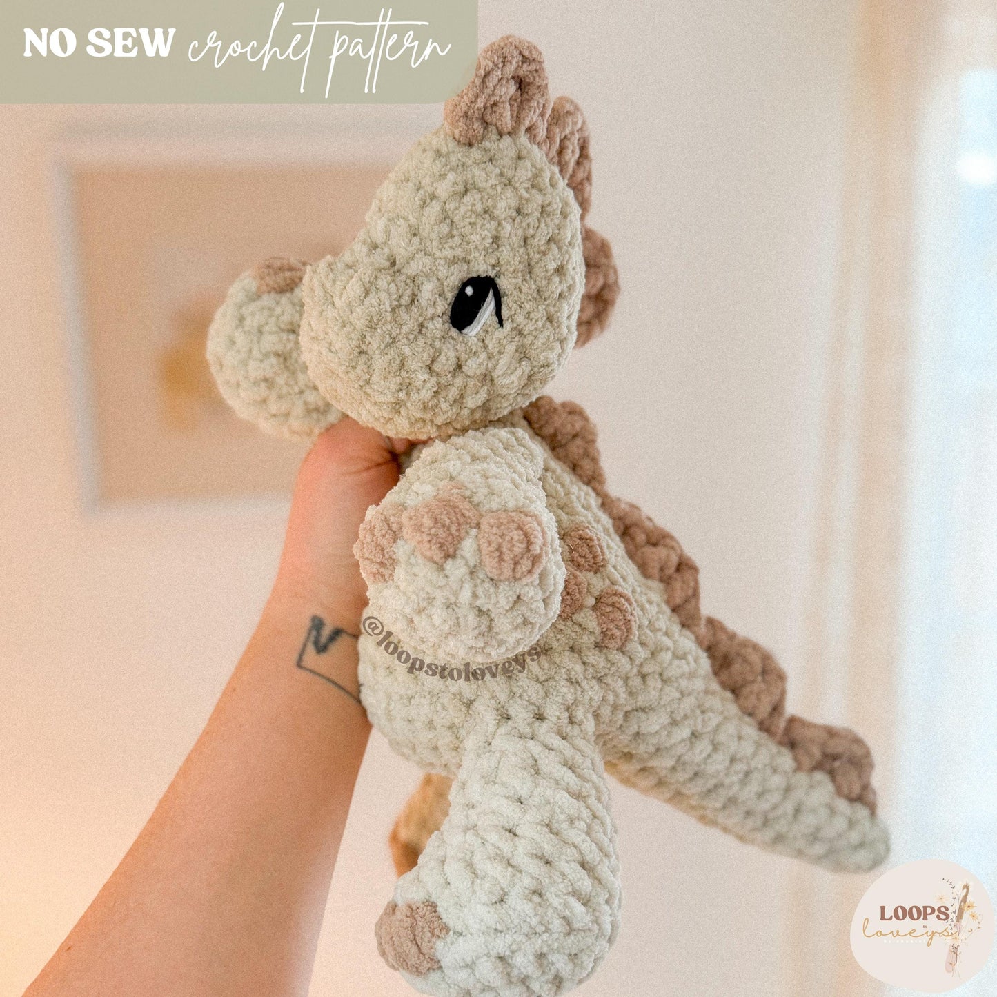 Dax Dinosaur Plushie crochet pattern | NO SEW crochet pattern | crochet dino | amigurumi | crochet dinosaur pattern | crochet pattern