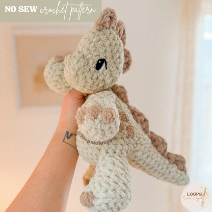 Dax Dinosaur Plushie crochet pattern | NO SEW crochet pattern | crochet dino | amigurumi | crochet dinosaur pattern | crochet pattern