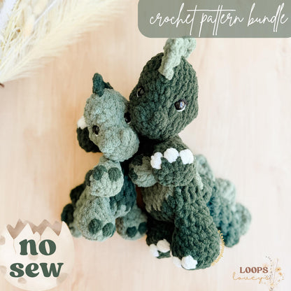 Dax & Jax Dino crochet pattern bundle | NO SEW crochet pattern |