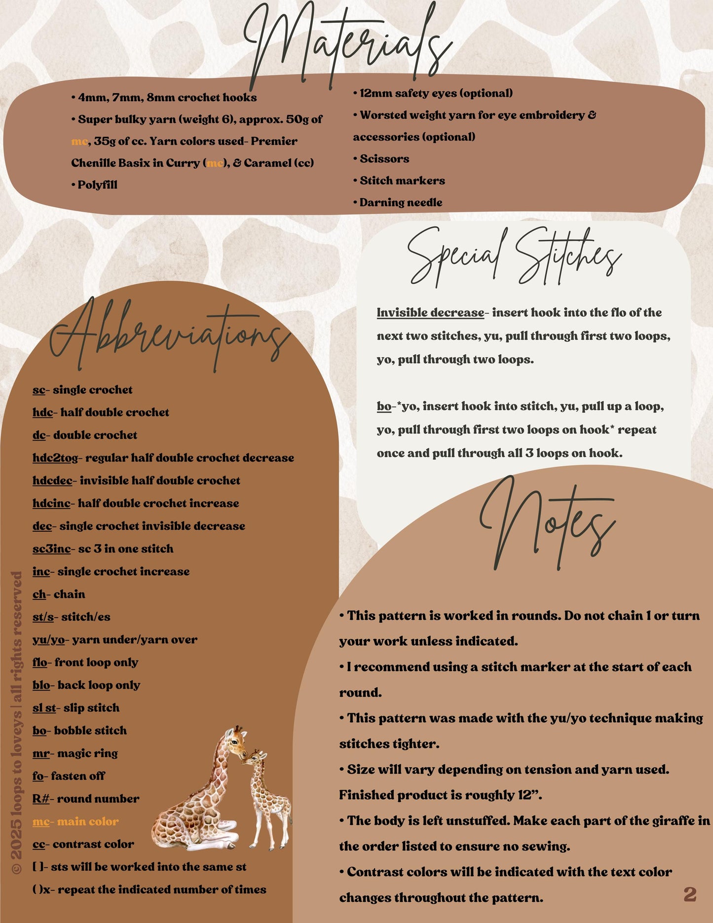 Gianna & Anna Giraffe crochet pattern bundle | NO SEW crochet pattern |