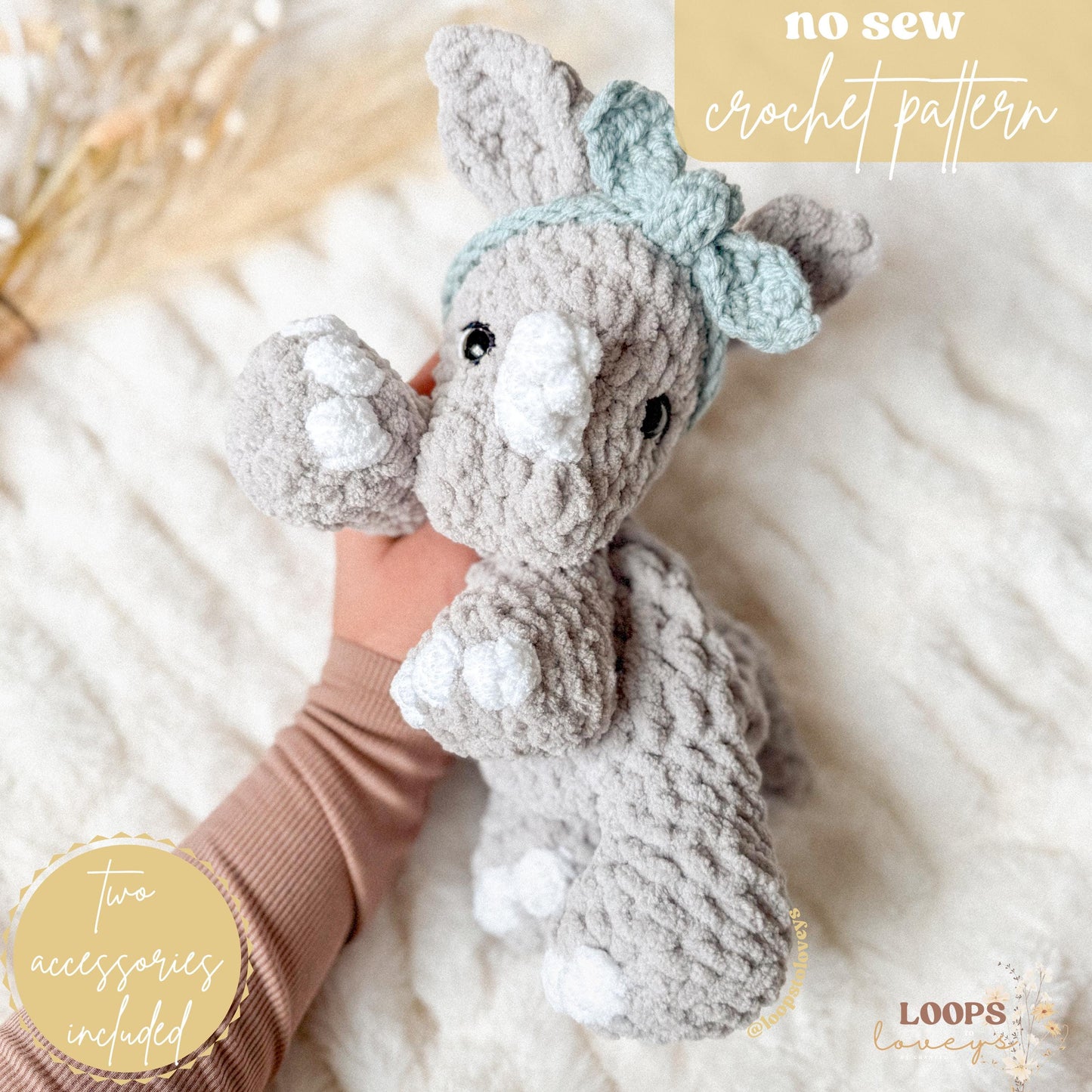 Riley Rhino crochet pattern | NO SEW crochet pattern |