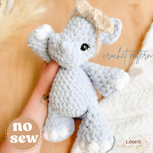 Hallie Hippo plushie crochet pattern | NO SEW crochet pattern |