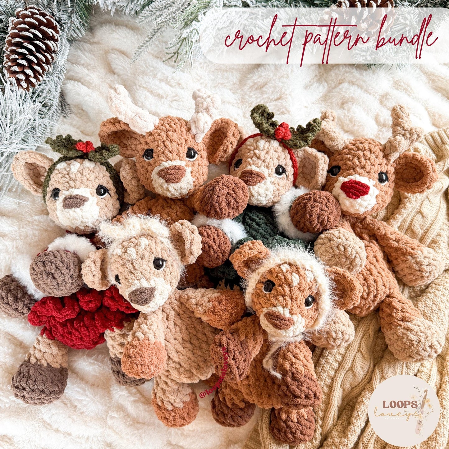 Deer Crochet Pattern Bundle | LOW SEW crochet pattern |