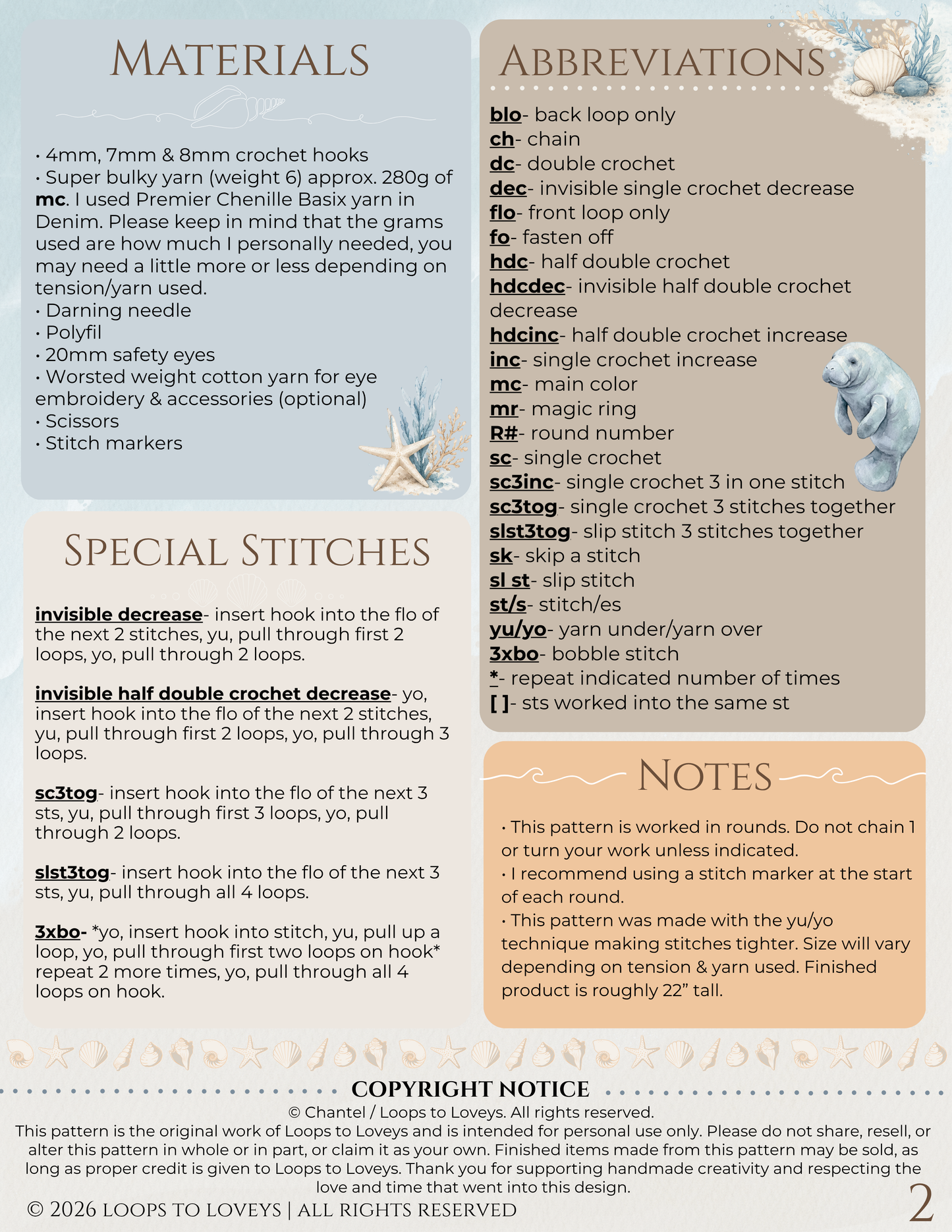 Manny the Manatee crochet pattern | NO SEW crochet pattern |