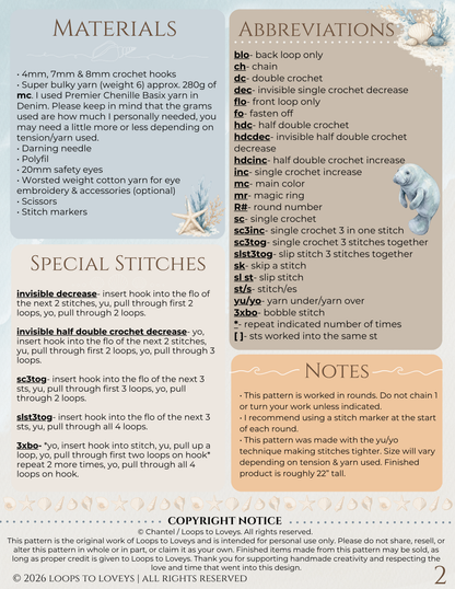 Manny the Manatee crochet pattern | NO SEW crochet pattern |