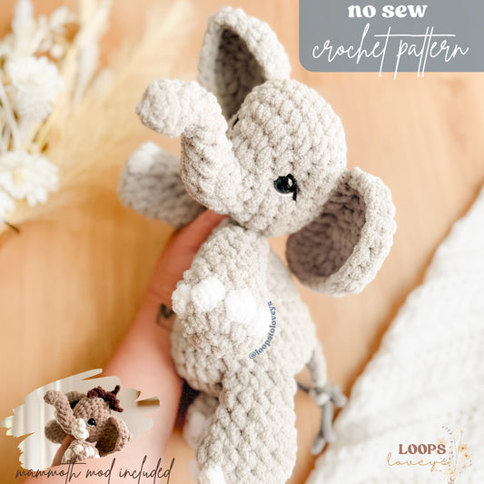 Easton Elephant plushie crochet pattern | NO SEW crochet pattern | crochet elephant | amigurumi | crochet pattern | cute crochet pattern