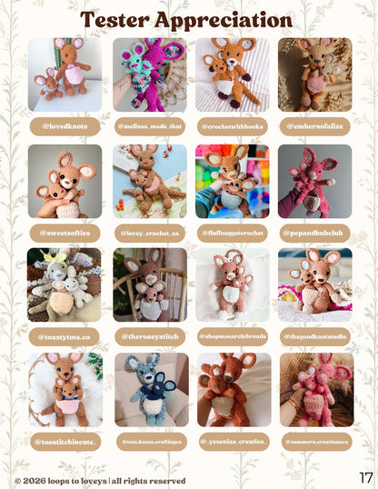 Momma Rue & baby Joey kangaroo crochet pattern | LOW SEW crochet pattern |