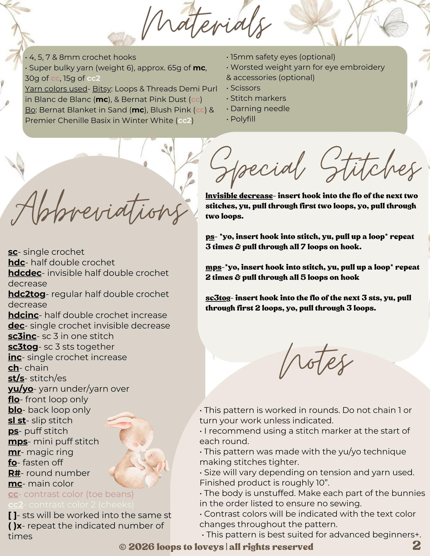 Bitsy & Bo the Baby Bunnies crochet pattern | NO SEW crochet pattern |