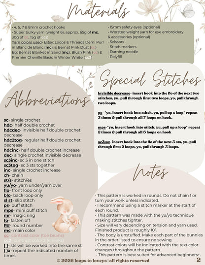 Bitsy & Bo the Baby Bunnies crochet pattern | NO SEW crochet pattern |