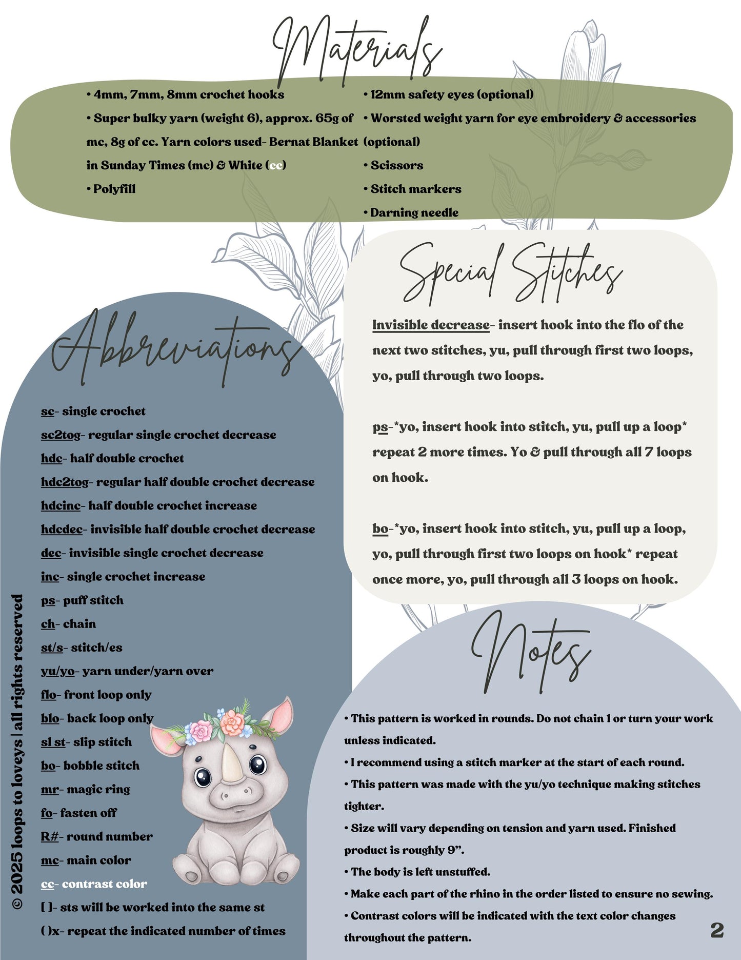 Rumble the baby Rhino crochet pattern | NO SEW crochet pattern |
