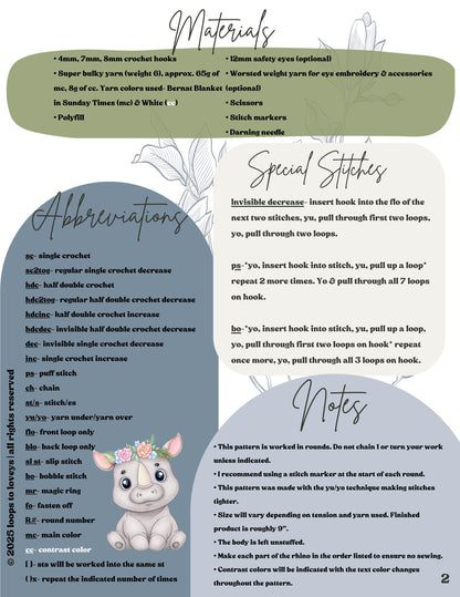 Rumble the baby Rhino crochet pattern | NO SEW crochet pattern |