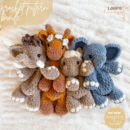 Safari crew crochet pattern bundle | NO SEW crochet pattern |