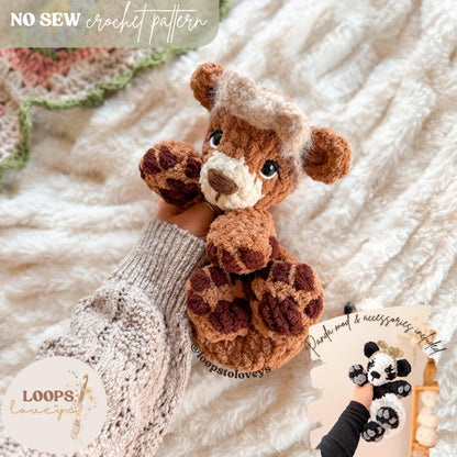 Scout the Bear Cub crochet pattern | NO SEW crochet pattern |