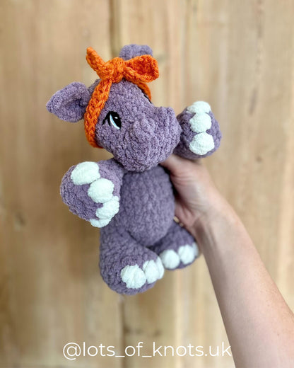 Hallie Hippo plushie crochet pattern | NO SEW crochet pattern |