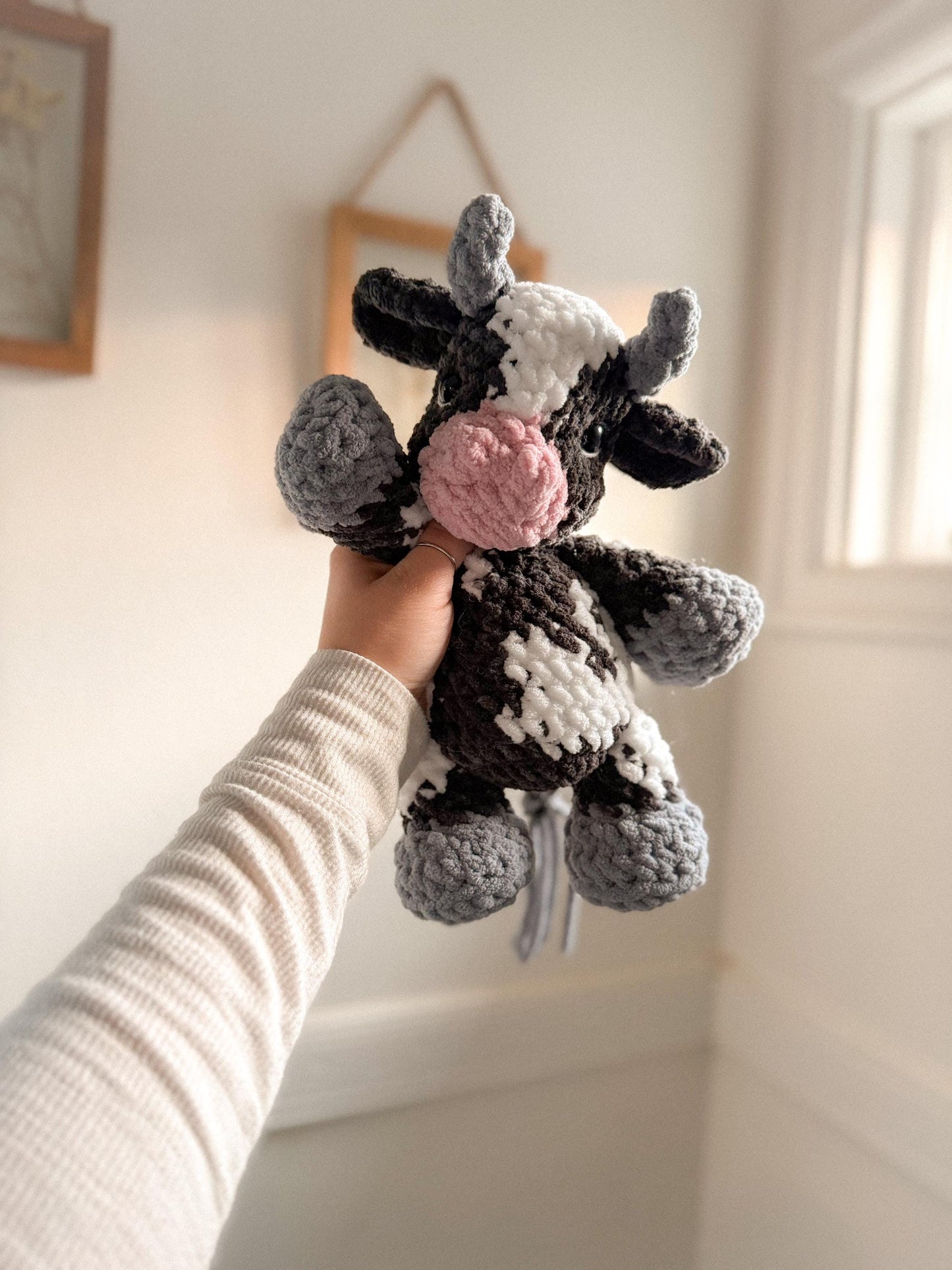 Cyrus Cow Plushie | Ready to Ship Crochet Cow |