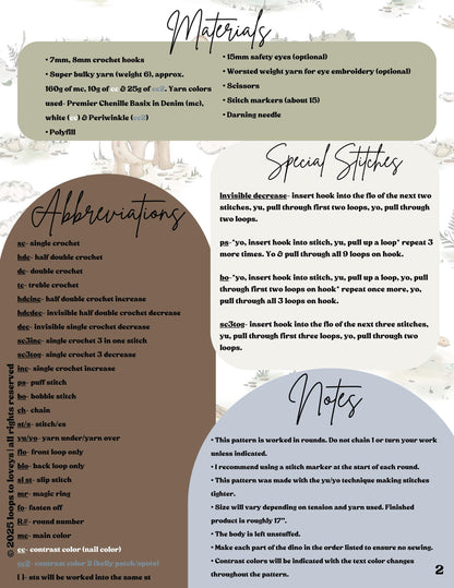 Dax Dinosaur Plushie crochet pattern | NO SEW crochet pattern | crochet dino | amigurumi | crochet dinosaur pattern | crochet pattern