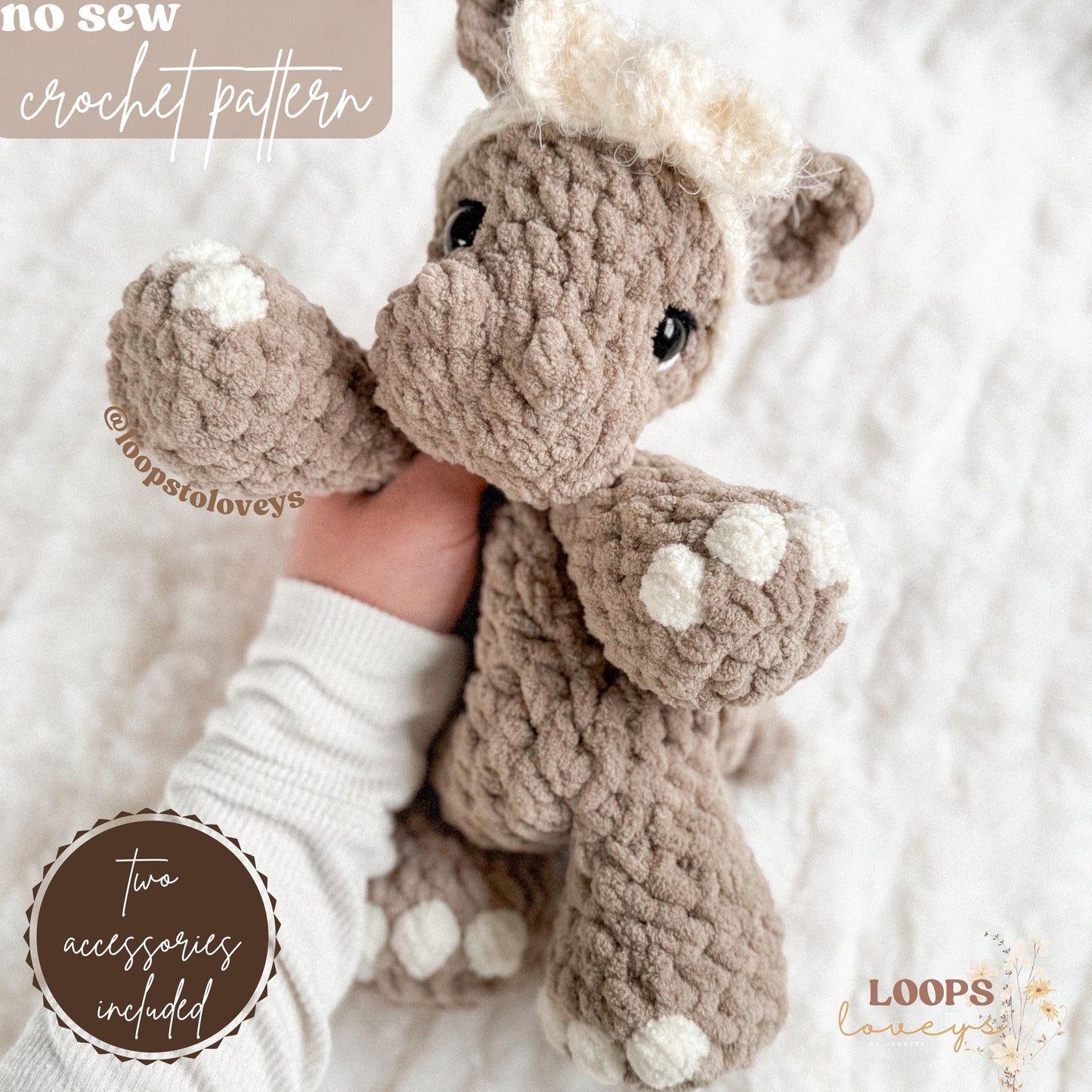 Hallie Hippo Snuggler crochet pattern | NO SEW crochet pattern |