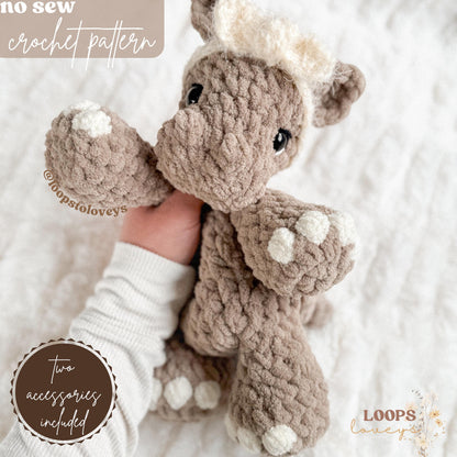 Hallie Hippo Snuggler crochet pattern | NO SEW crochet pattern |