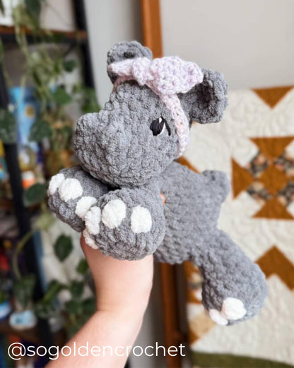 Hallie Hippo plushie crochet pattern | NO SEW crochet pattern |