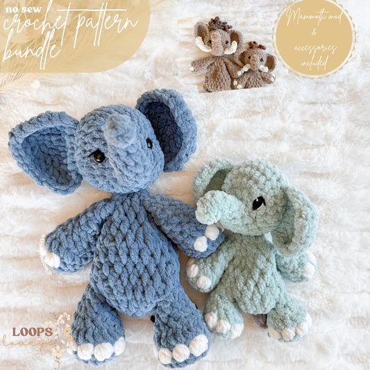 Easton & Emmie Elephant crochet pattern bundle | NO SEW crochet pattern |