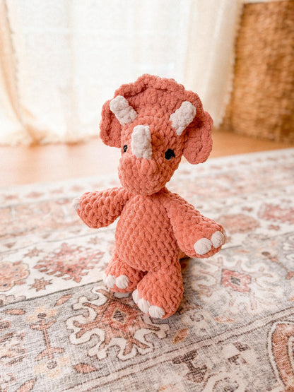 Theo Triceratops plushie crochet pattern | NO SEW crochet pattern |