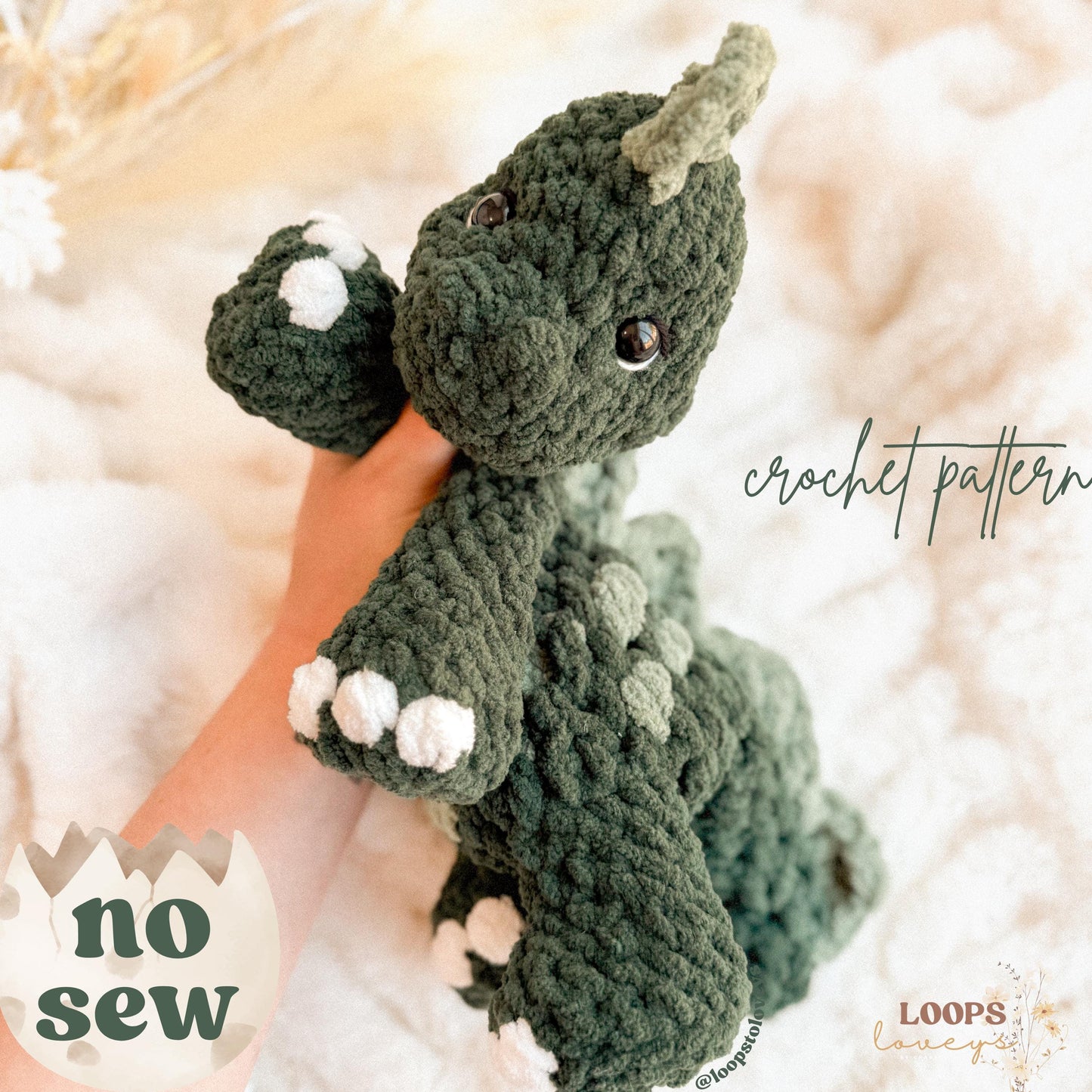 Dax Dinosaur crochet pattern | NO SEW crochet pattern | crochet dino | amigurumi | crochet dinosaur pattern | crochet pattern