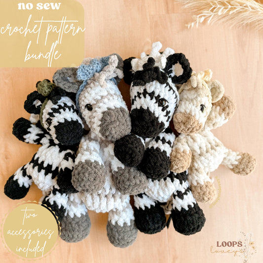 Zebra crochet pattern Bundle | NO SEW crochet pattern |