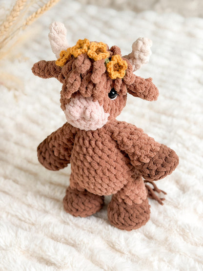 Cora Highland Cow Plushie crochet pattern | NO SEW crochet pattern |